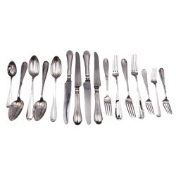 Continental silver flatware, comprising 