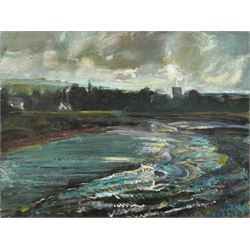 John Gilbey Bowles (British 1929-2011): Stormy Skies over an English Coastal Town, oil on canvas unsigned 76cm x 102cm
Provenance: direct from the family of the artist