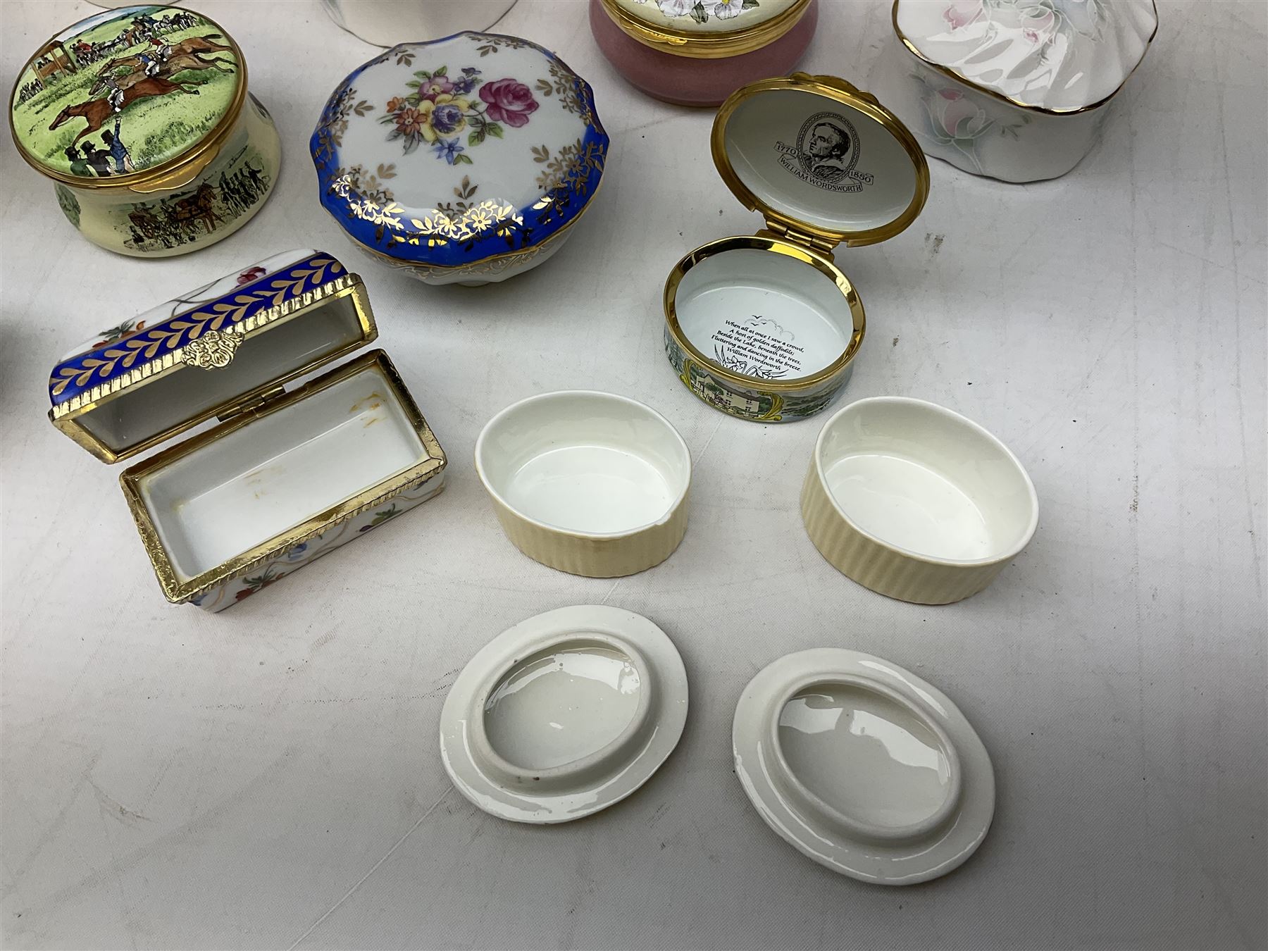 Two Crummles enamel trinket boxes to include William Wordsworth example