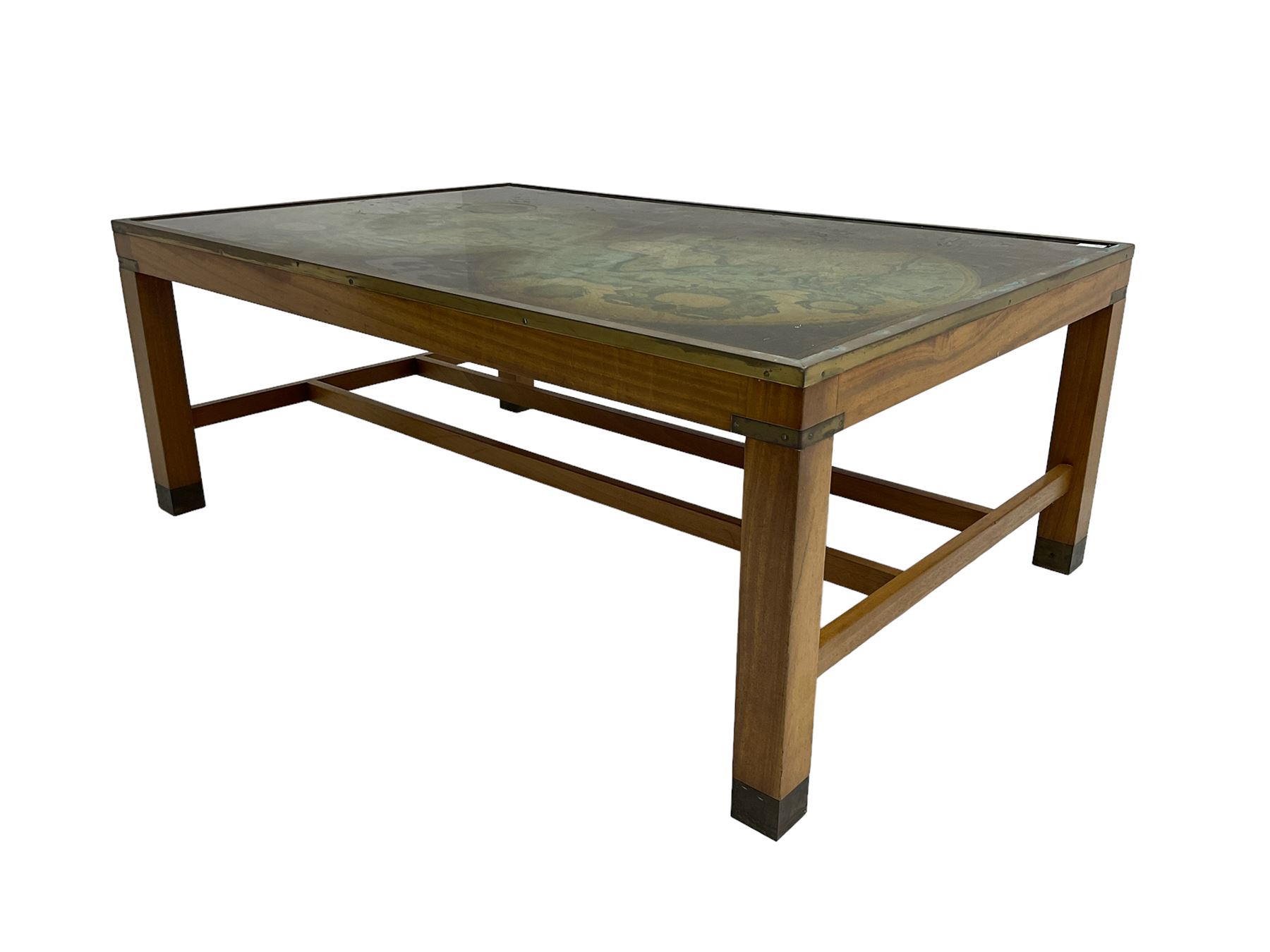 Large teak framed military style map table