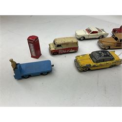 Dinky/Corgi - twenty-nine unboxed and playworn die-cast models including Mobilgas Tanker, two BEV Trucks, Aveling-Barford steam roller, Coventry Climax fork-lift, Hudson Hornet, Vanguard, Post Office Telephones Van, Royal Mail Van etc