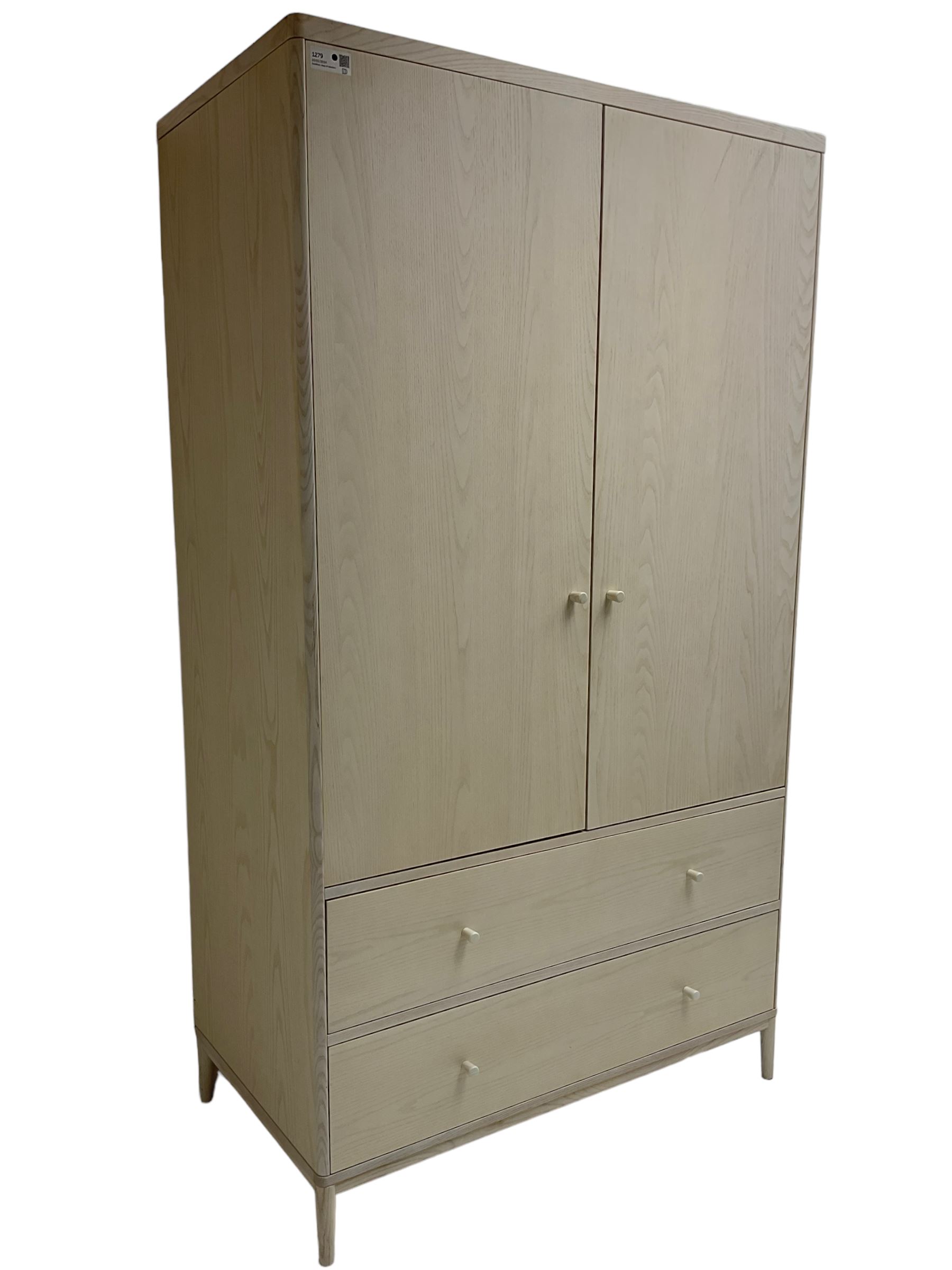 Ercol - 'Salina' wardrobe enclosed by two doors, fitted with two long drawers