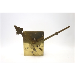  19th century brass drop dial tavern/gallery clock movement signed verso 'Vulliamy London No. 1930', five pillar, single fusee movement with deadbeat anchor escapement, winder and time set from the rear, maintaining power, 18cm x 22.5cm, minute hand - L33cm  Provenance - from the collection of J.E.S Walker - author of 'Hull and East Riding Clocks'   