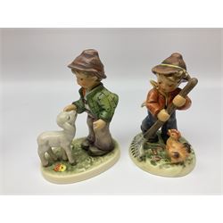 Nine Hummel figures by Goebel, to include Goose Girl, Little Farm Hand, Homeward Bound and Farm Bound, tallest H14cm