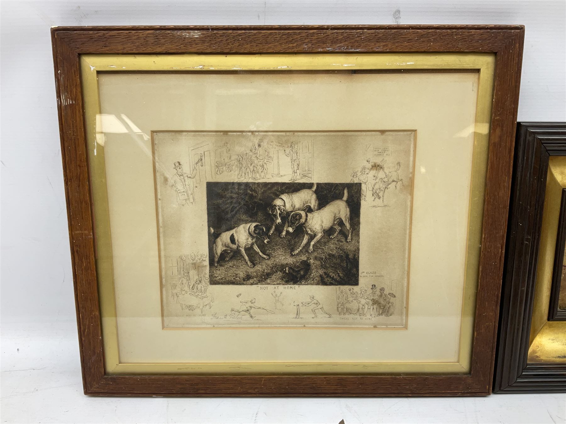 Victorian silhouette; after Josepha Reynolds 'A Bacchante', 19th century print; after John Hoppner pair 19th century colour prints, Frank Paton 'Not at Home', etching signed in pencil, together with etching, engraving and frame (9)