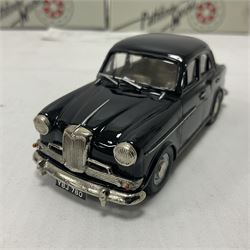 Pathfinder Models - two 1:43 scale model cars comprising Riley 1.5 1958 PFM14 with certificate of authenticity no.571/600 and Sunbeam Rapier 1962 PFM15; both in original boxes  
