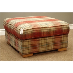  Next Home square storage footstool with hinged top upholstered in tartan fabric, 83cm x 83cm, H45cm  