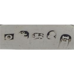 George III silver heart shaped caddy spoon, makers mark IT, Birmingham 1812, gold diamond stick pin, silver cigarette case by Henry Matthews, Birmingham 1906, three silver thimbles and a silver table spoon Fiddle pattern  by John Stone, Exeter 1842