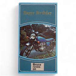 Wings at the Speed of Sound, signed vinyl, Christmas card and birthday card, the vinyl with multiple signatures, including Paul McCartney, Linda McCartney, Denny Laine, Trevor Jones and Laurence Juber, the Birthday card depicting motorbike with a note to the front written in pen reading  'Bruce McKenna 18th July 1978 16yrs', signed to the interior with personal messages including 'All the breast Bruce, Paul McCartney', 'Happy Xmas (with cross through), Happy birthday Bruce Denny Laine', 'Merry Xmas Love Linda McCartney', 'Happy birthday, Laurence Juber', etc, the christmas card showing the five band members dressed as Santa Clause, with one unidentified signature inside

Notes: the vendors lived in Canada in the early 1980s and rented out their house on their return to England. The couple who rented the house had just sold a hotel in Vancouver in which Wings had stayed, and they left the record and cards behind.