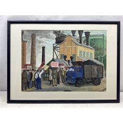 Malcolm David Thackwray (British 1943-2015): 'Woking Gas Works Strike 1959', gouache, signed titled and dated verso 40cm x 59cm