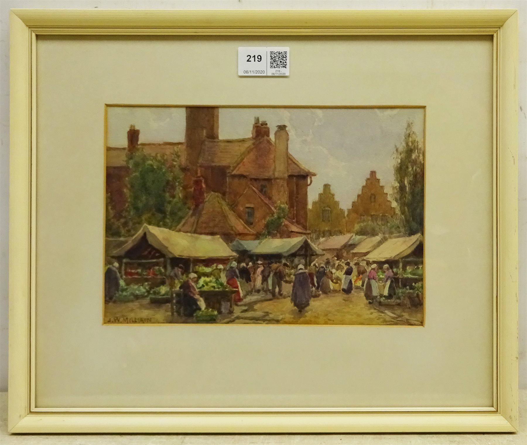 James W Milliken (British 1887-1930): Townscapes, pair watercolours signed 16cm x 24cm (2)