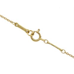 Tiffany & Co 'Diamonds by the Yard' 18ct gold single stone round brilliant cut diamond necklace, designed by Elsa Peretti, London import mark 1990, diamond approx 0.10 carat, boxed