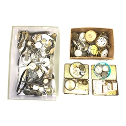 A group of assorted pocket watches, wristwatches and parts, for spares and repairs. 
