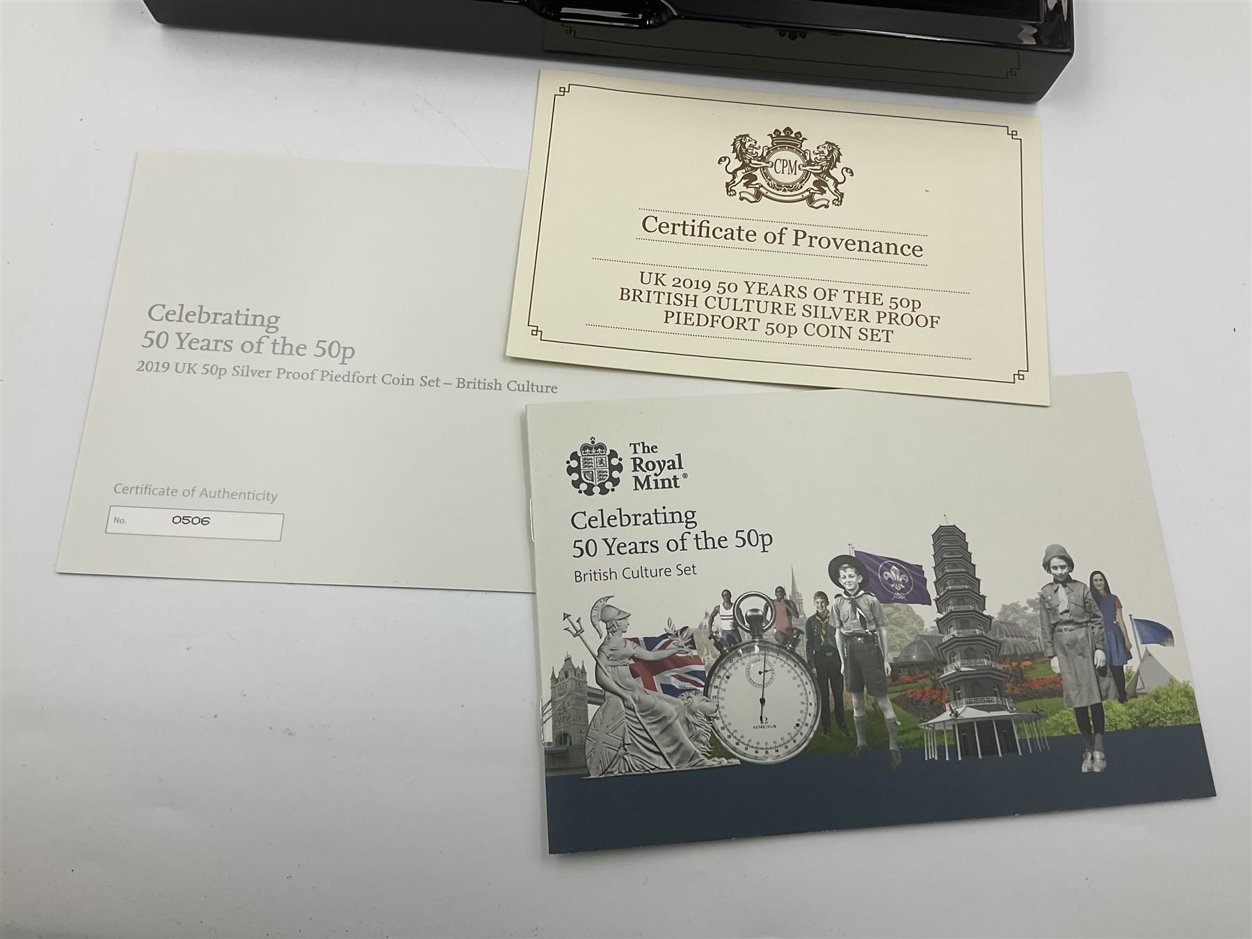 The Royal Mint United Kingdom 2019 'Celebrating 50 Years of the 50p' silver proof piedfort coin set, cased with certificate