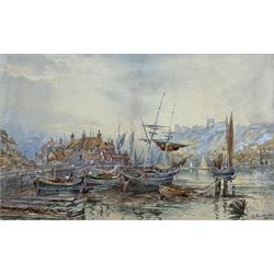 Brodrick (British 19th/20th Century): Whitby Harbour, watercolour indistinctly signed and dated '11, 18cm x 29cm 