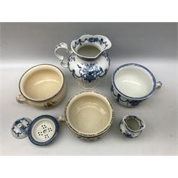Early 20th Century Lonsdale Cetem Ware blue and white wash jug, chamber pot, vase etc, tallest H30cm, together with two other chamber pots