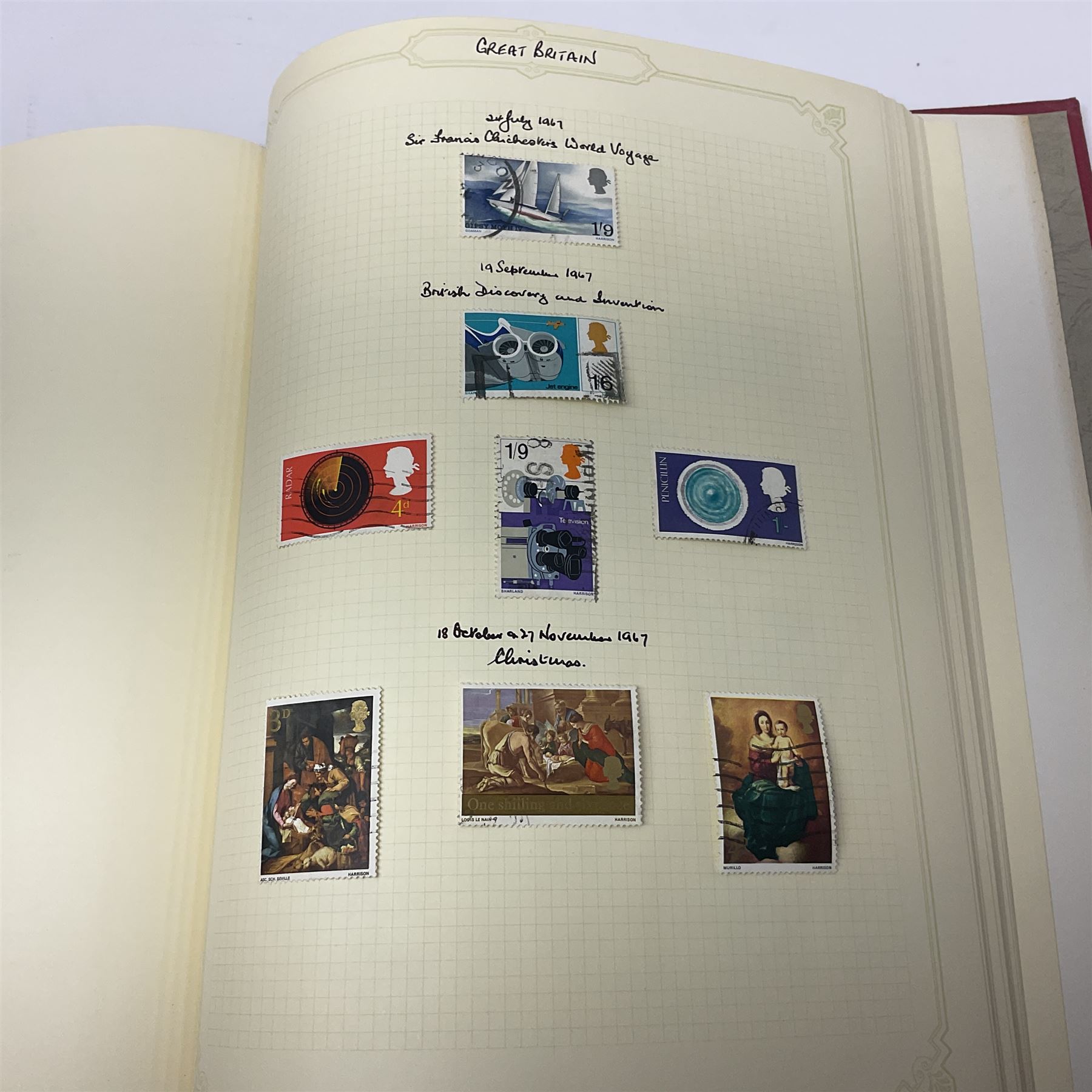 Mostly Great British Queen Victoria and later stamps, including penny black with red MX cancel, 1840 two pence blue with red MX cancel, imperf penny red with black MX cancel, perf penny reds, various Queen Victoria surface printed issues, King Edward VII two shillings sixpence and five shillings, King George V seahorses with values to ten shillings, King George VI with ten shilling dark blue used, Queen Elizabeth II pre and post decimal etc, housed in 'The Simplex Blank Album'