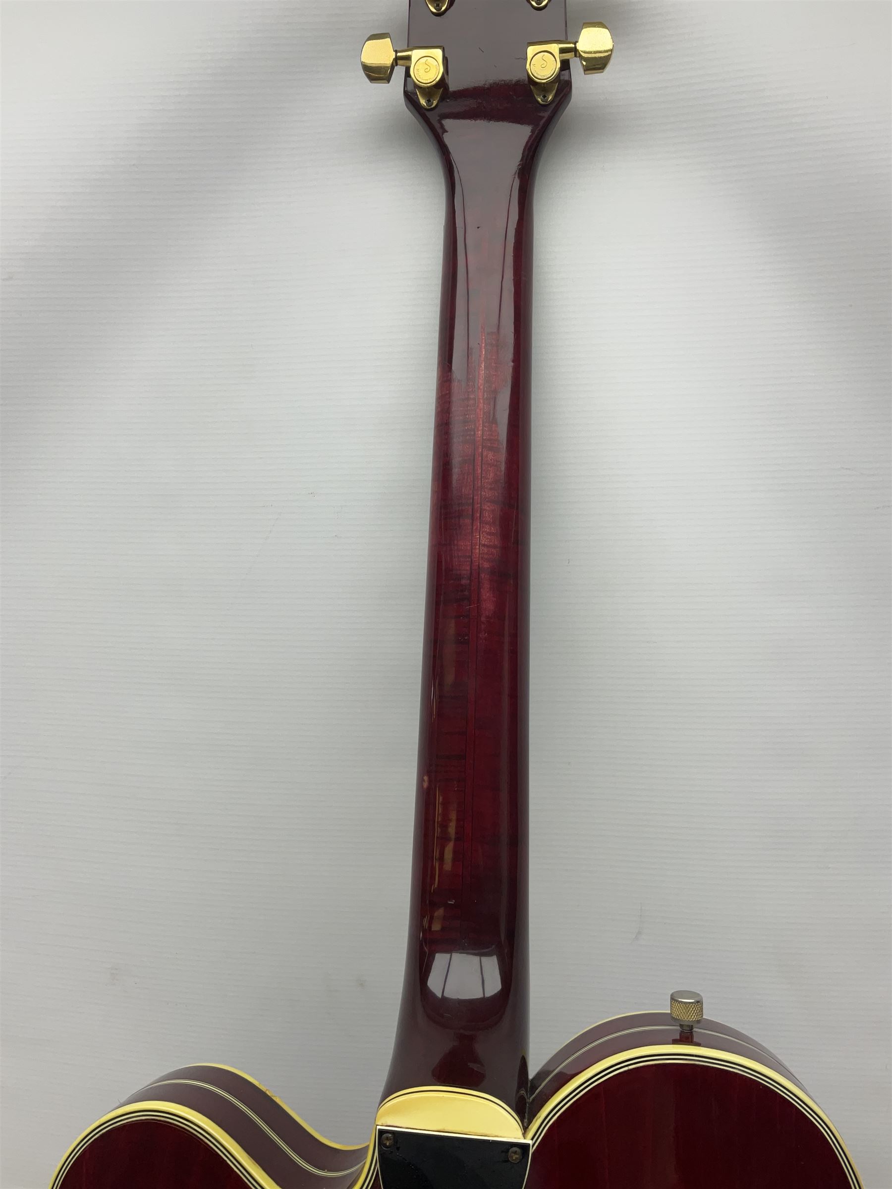 American Gretsch Super Chet semi-acoustic guitar, 1960s/70s, with 'pots' on scratch plate, serial no.5 2071, L111cm overall;  in original hard carrying case  