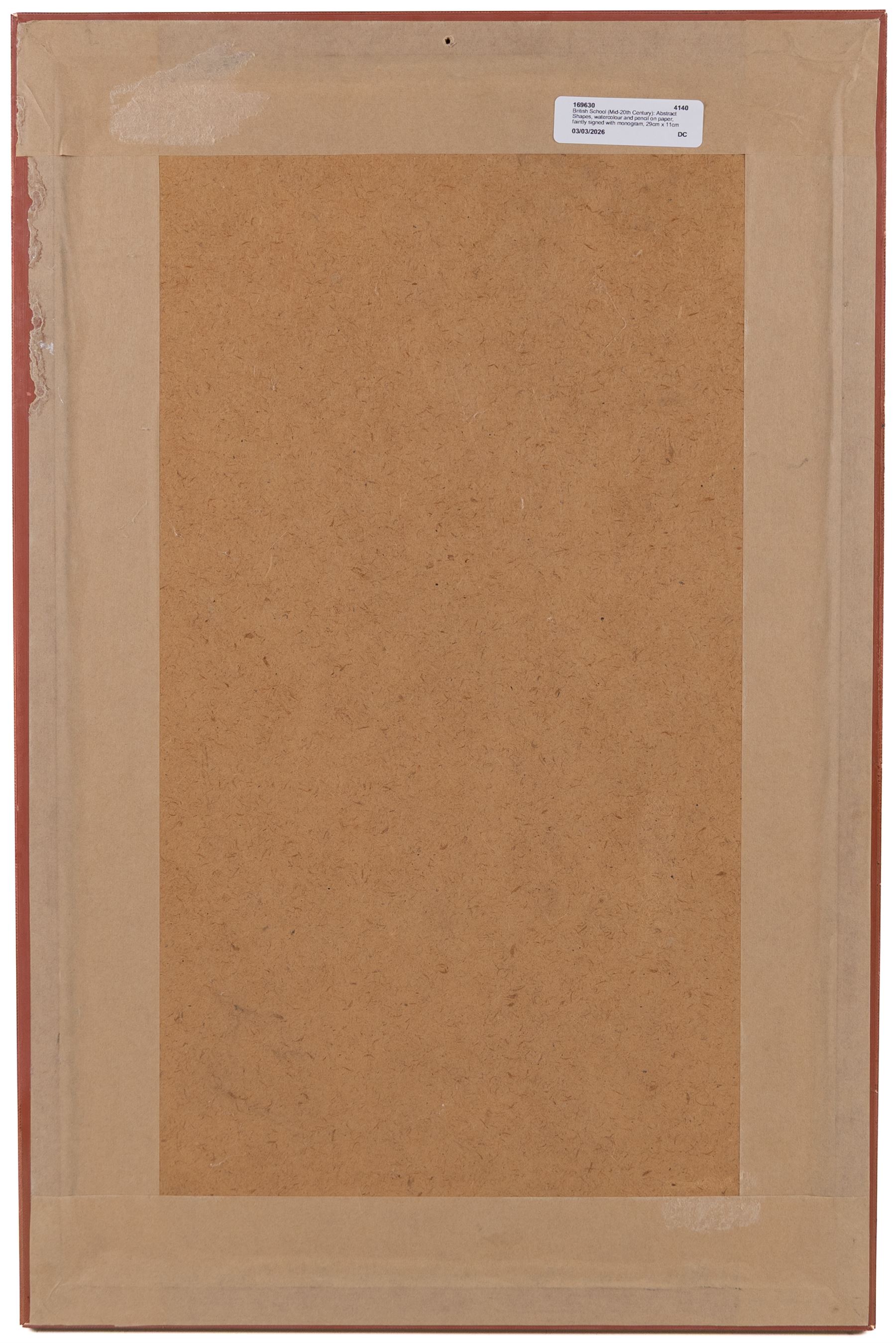 British School (Mid-20th Century): Abstract Shapes, watercolour and pencil on paper, faintly signed with monogram, 29cm x 11cm 