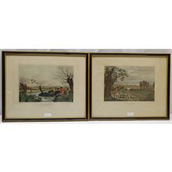 After Robert Havell Jr (British 1793-1878): 'Wild Duck Shooting near Cowley', 'Partrdge Shooting near Windsor', 'Pheasant Shooting near Uxbridge' and 'Snipe Shooting near Uxbridge', set four coloured aquatints 29cm x 37cm (4)