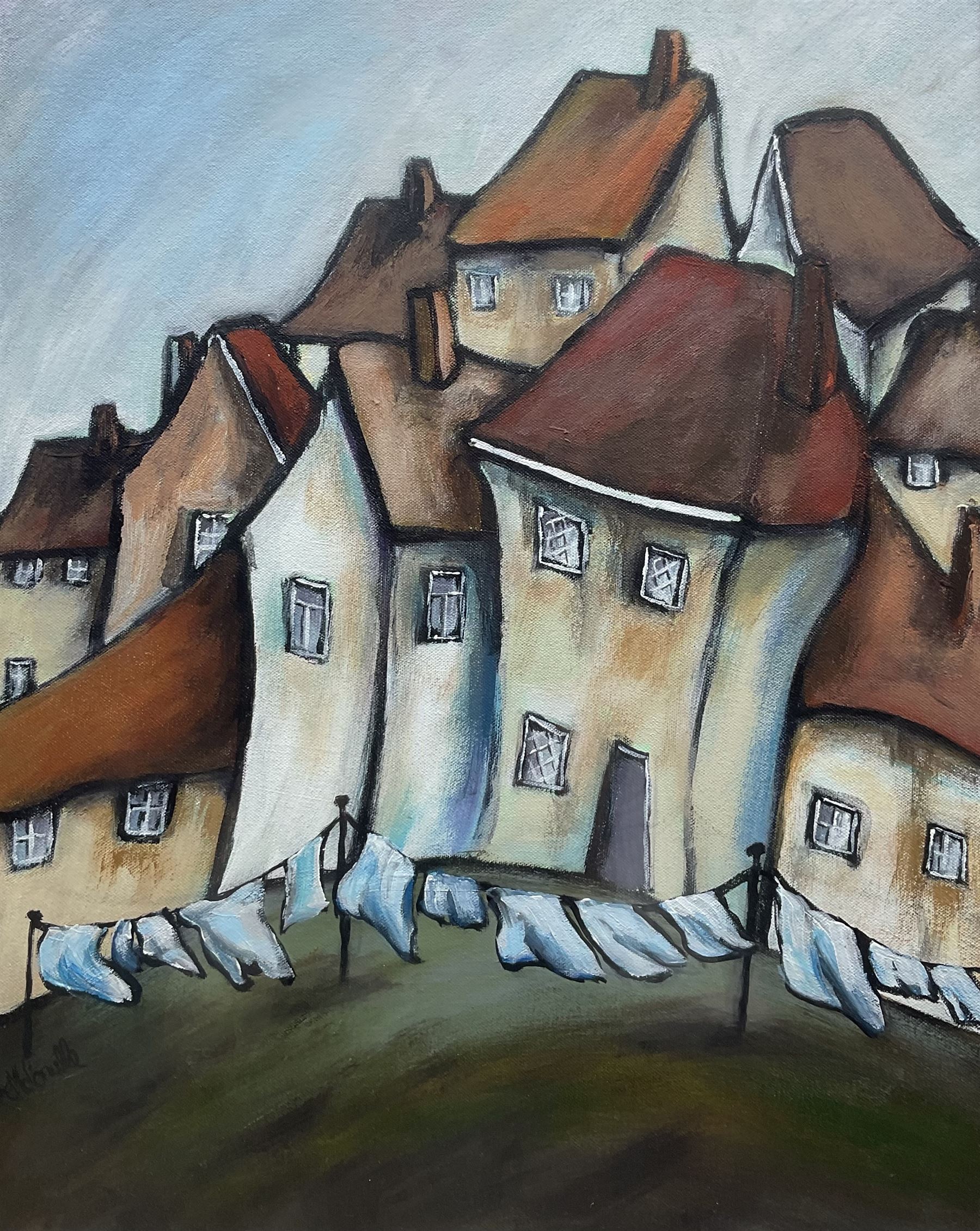 Lee McConville (British 1954-): 'Blue Monday', acrylic on canvas signed, titled verso 48cm x 38cm 