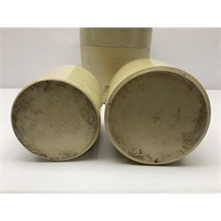 Large 2 gallon stoneware flagon, stamped 'John Soulby Wine Merchant Malton 2 Gall', together with a collection of similar stoneware jars and bottles, largest H40.5cm