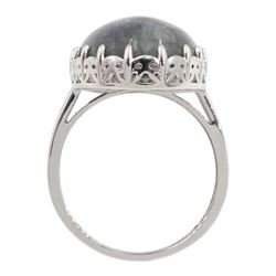 Silver oval labradorite ring, stamped 925