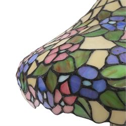 Tiffany Style table lamp, with floral lampshade, together with two Tiffany style ceiling light shades 