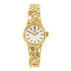 Omega ladies 9ct gold manual wind wristwatch, Ref. 7115674, silvered dial with baton hour ...