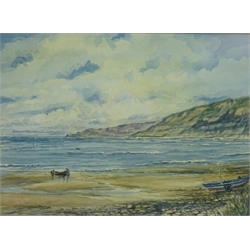  'Runswick Bay' and 'Kettleness', two 20th century watercolours signed by E. Abram 27cm x 38cm,  Runswick, watercolour signed Alex, print after Frank Meadow Sutcliffe and two others (6)  