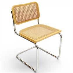 Marcel Breuer (Hungarian-American 1902-1981) for Knoll International - set of four (3+1) 'Cesca' armchairs with canework backs and seats, raised on chrome tubular supports 