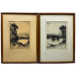John Fulwood (British 1854-1931): 'Loch Venachar' and 'Loch Achray', pair drypoint etchings signed and titled in pencil (2)