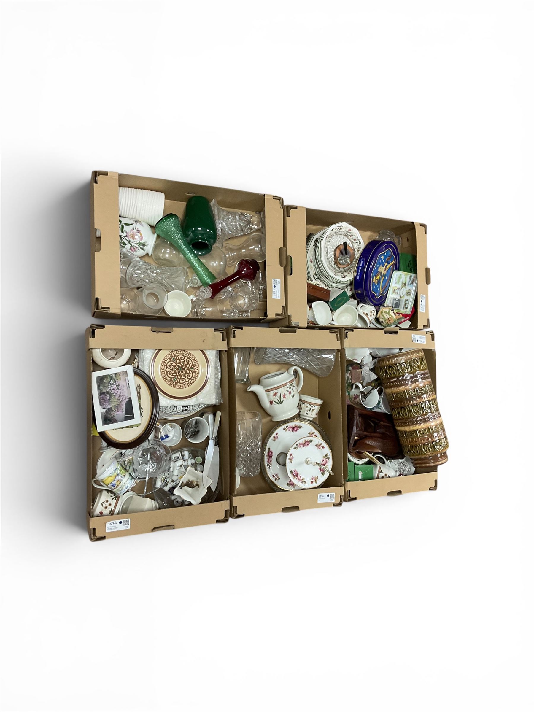 West German vase, together with glass animals, cut glass and other collectables, in five boxes 