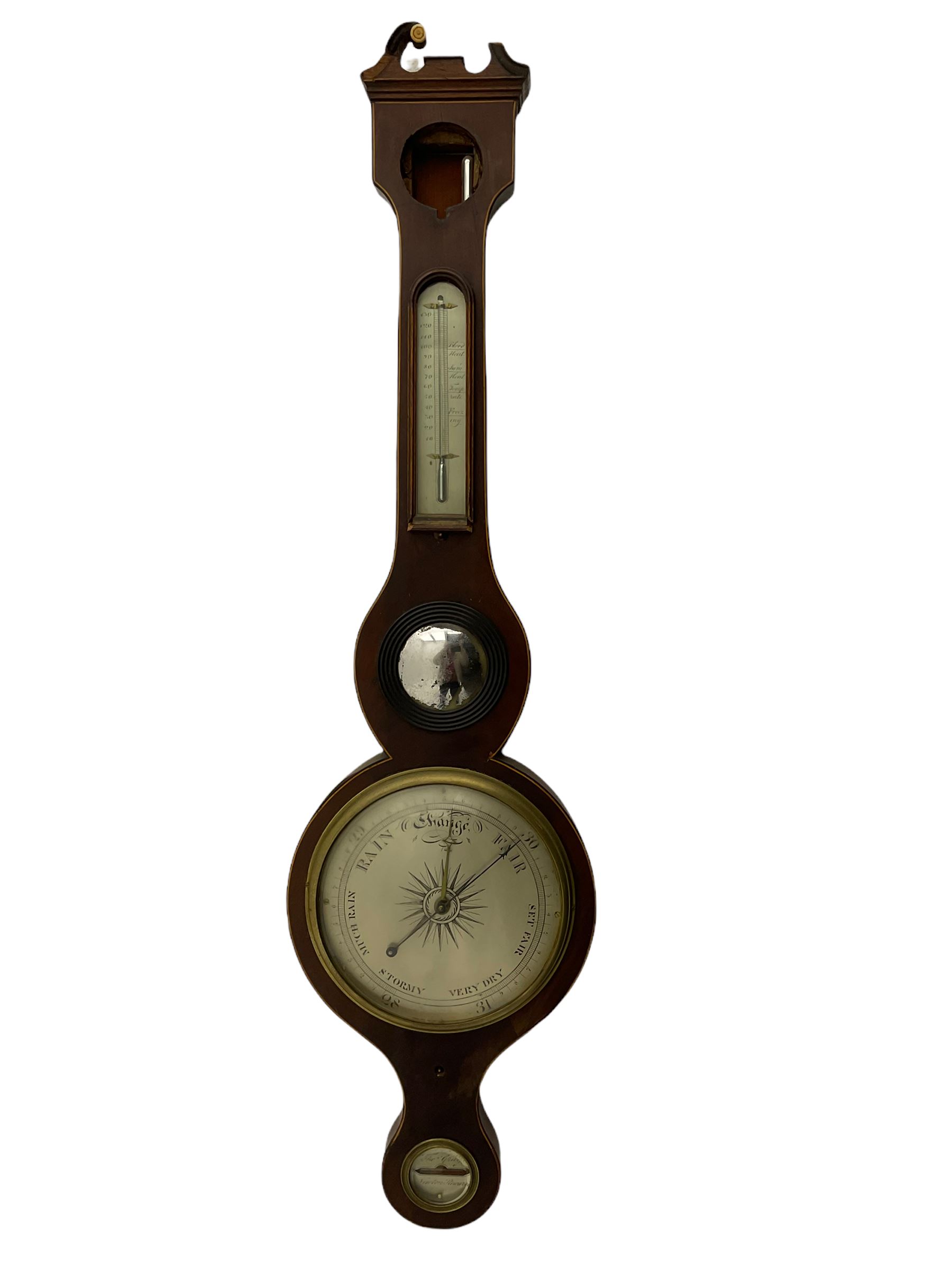 A mid Victorian mercury wheel barometer retailed by Thomas Grey of