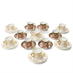 Six Royal Crown Derby coffee cans and saucers, pattern 383, together with six Aynsley coff...