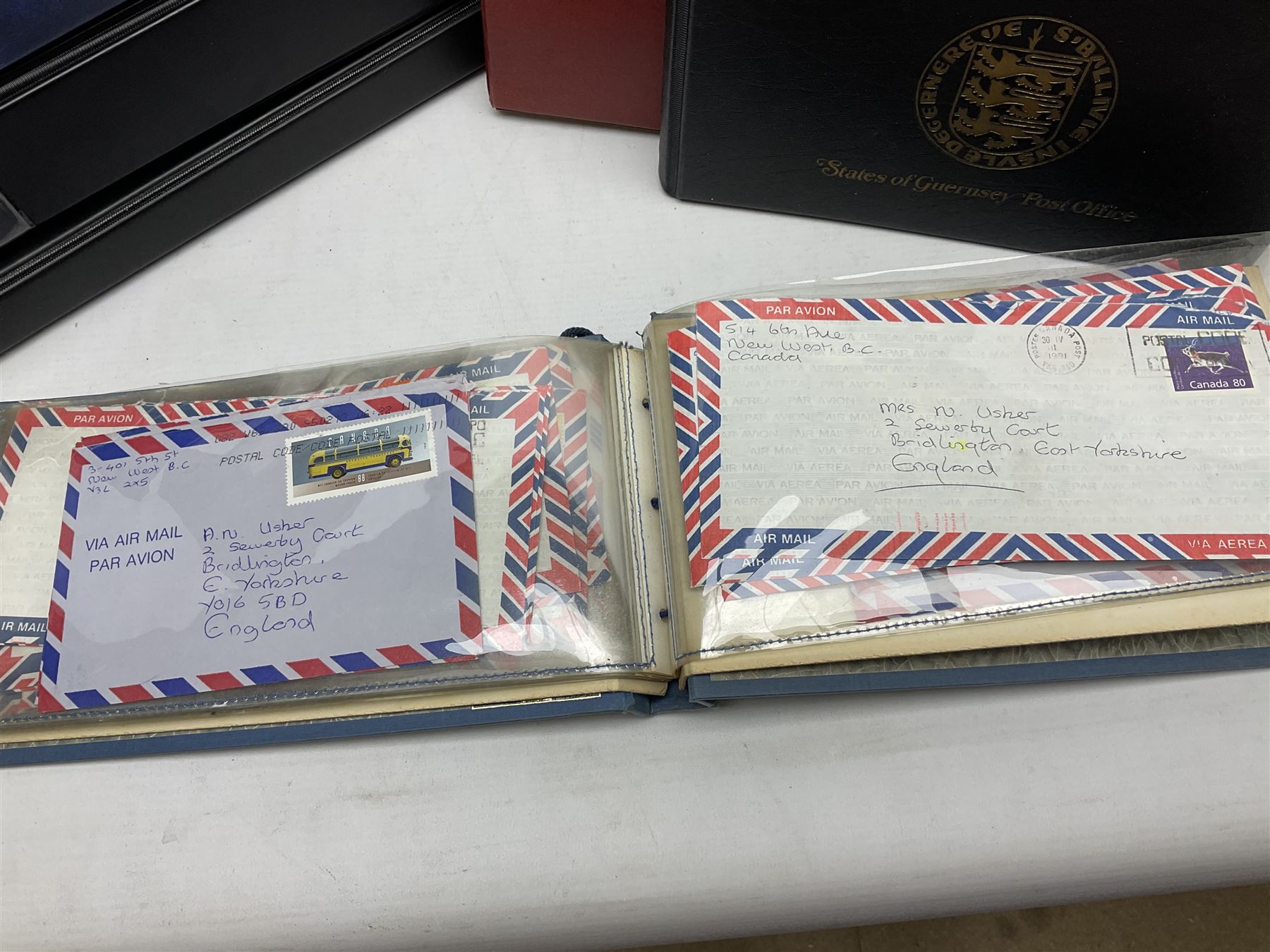 Stamps including first day covers, Royal Mail PHQ cards, Australia, Germany, Canada, Cyprus, Ceylon, Falkland Islands, France etc, housed in various albums, in one box