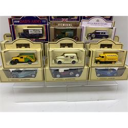 Various makers - forty-five modern die-cast models by Matchbox MOY, Days Gone, Lledo, Corgi etc including single models and sets, 1977 Silver Jubilee State Landau, commercial and promotional vehicles, passenger coach and horses, RAF etc; all boxed (45)