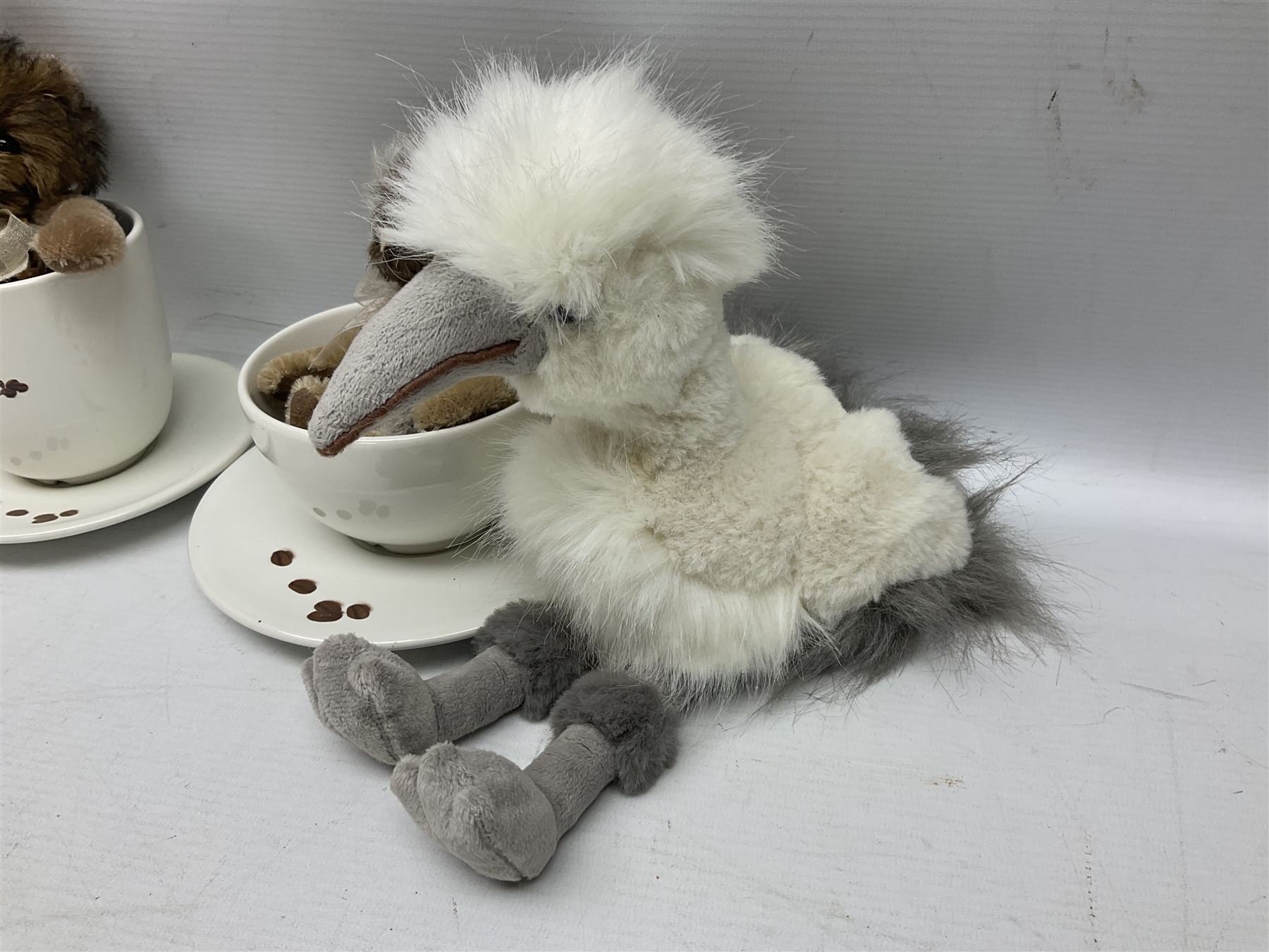 Charlie Bears - limited edition Minimo Collection 'Cappuccino' No.184/1000 and 'Espresso' No.21/1000; each with labels and complete with purpose made ceramic cups and saucers; Bearhouse emu; and Alpaca Collection teddy bear No.5800S (4)