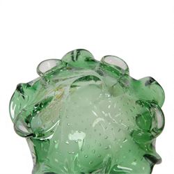 Collection of art glass, including star dish, flower example with bubble inclusions 