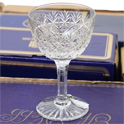 Large collection of boxed Thomas Webb crystal examples, mostly drinking vessels, in various patterns, between two boxes