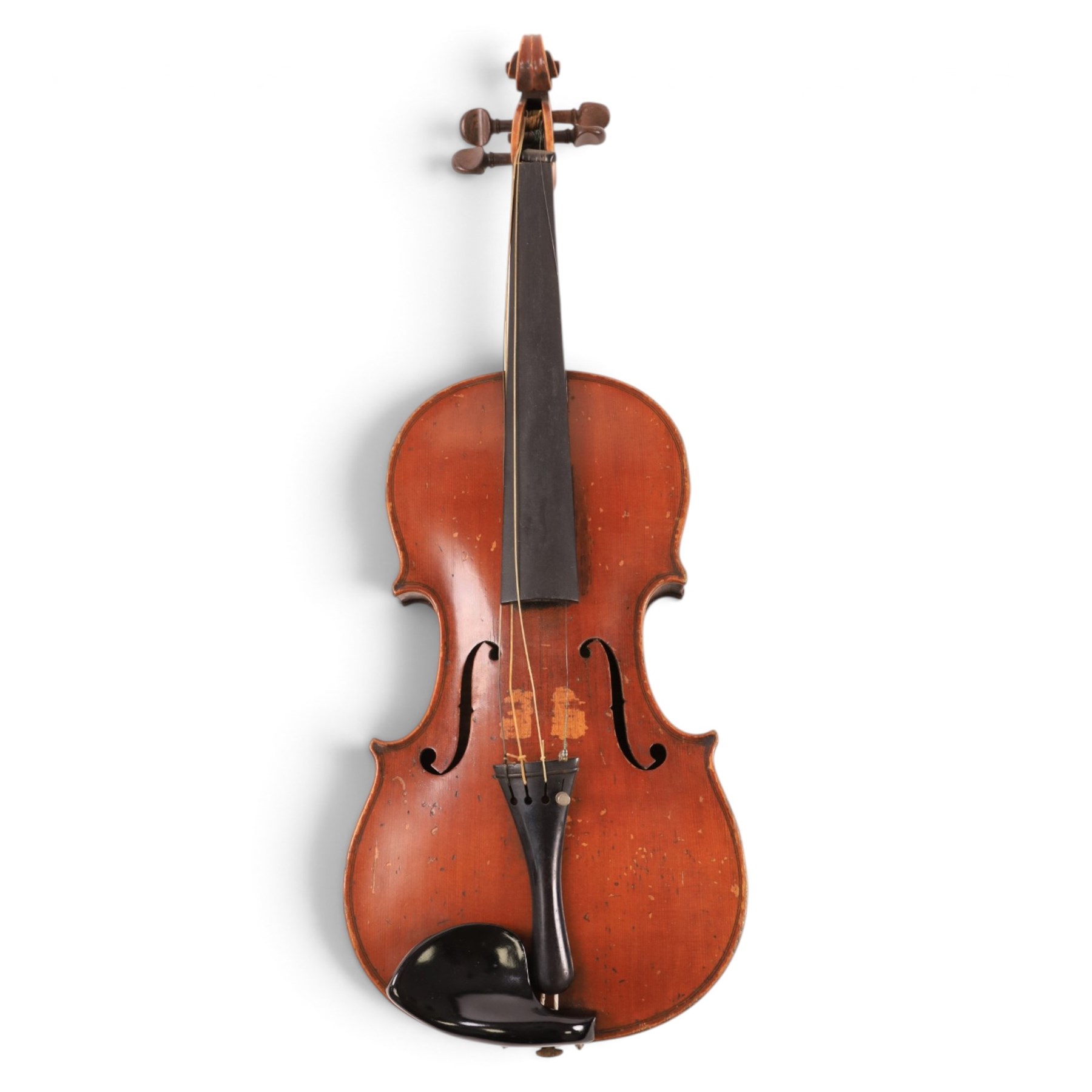 Early 20th century violin, interior label reading 'Copy of a Antonius Stradivarius Fecit Dresdae Anno 18, made especially for Harry Wood of Wakefield', for restoration, contained within hard case