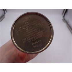 Modern limited edition silver Westminster Abbey Royal Wedding goblet, commemorating the marriage of HRH Prince Andrew and Miss Sarah Ferguson on the 23rd of July 1986, designed by Hector Miller for Aurum, the tapering cylindrical bowl with gilt interior and parcel gilt pierced band to base depicting the Royal Arms, upon knopped stem and circular stepped foot with floral parcel gilt rim, no. 483/750,  hallmarked Hector Miller, London 1986, H17cm