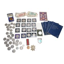 USA 1879 silver one dollar coin, George VI Special Constabulary Long Service Medal awarded...