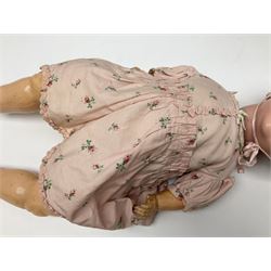 Armand Marseille Koppelsdorf composition head doll with applied hair, sleeping eyes, open mouth with teeth and tongue and composition body with jointed limbs, marked 'AM Koppelsdorf 970 Germany A.7.M' H55cm; Armand Marseille bisque head doll with applied hair, open mouth with teeth and composition body with jointed limbs, marked 'Armand Marseille 390n DRGM 246/1 A3/0M'; Fleur de Genet costume doll; and quantity of 1930s doll's house furniture