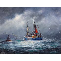 Jack Rigg (British 1927-2023): 'Off Whitby', oil on canvas board signed and dated 1987, ti...