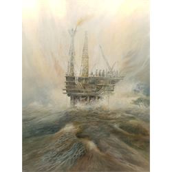 Brian Needham (British ?-2004): Oil Rig, oil on canvas signed and dated '93, 100cm x 75cm; Nude, oil on board signed 54cm x 40cm (2)