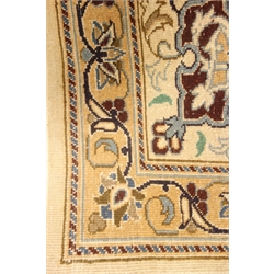  Fine Persian Nain beige ground rug, central medallion, floral field, repeating border, 335cm x 246cm  