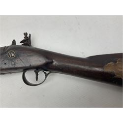 Early 19th century flintlock single barrel sporting gun by Johnston, approximately 14-bore, with 94cm(37