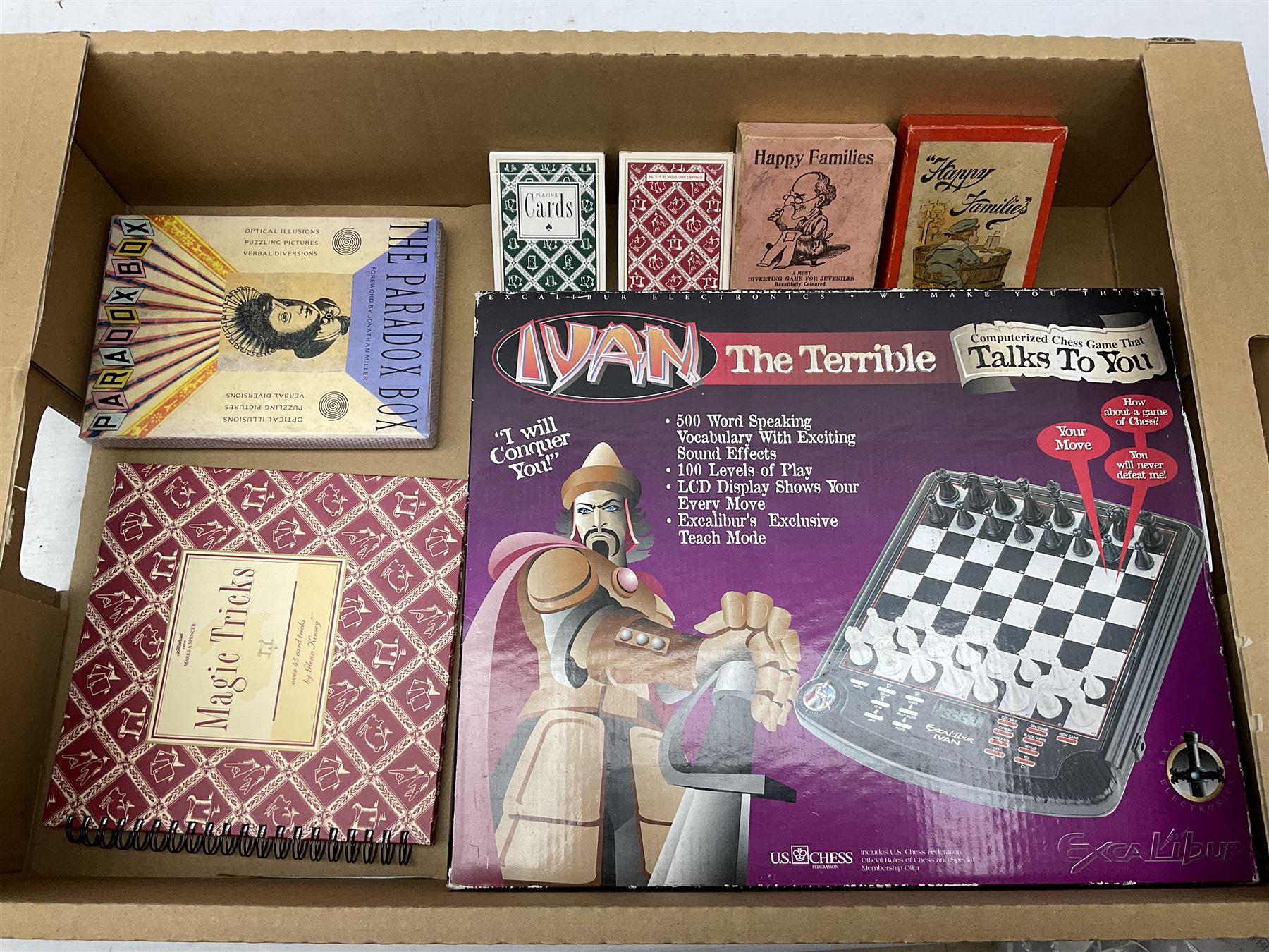 Quantity of games etc to include The Paradox Box, Ivan The Terrible chess game, Happy Families, etc