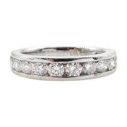 18ct white gold round brilliant cut diamond three quarter eternity channel set ring, hallmarked, total diamond weight 1.00 carat